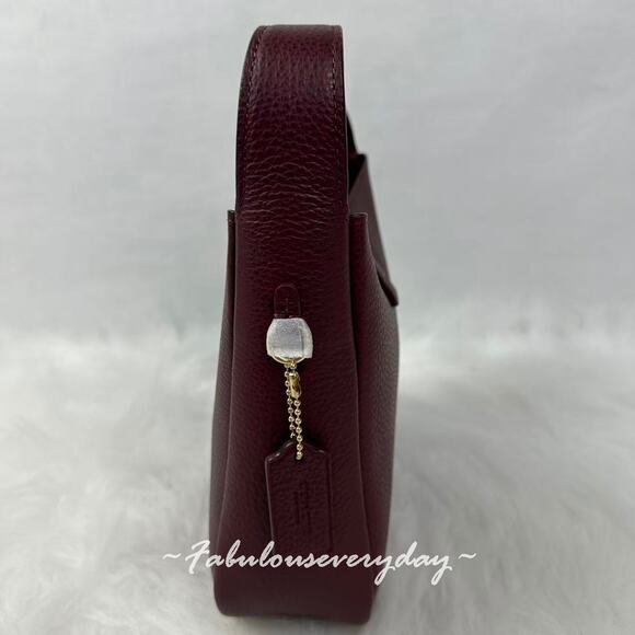 Coach Hadley Mini Crossbody Bag In Leather CAL60 Gold/Dark Wine Merlot NWT - Picture 4 of 9